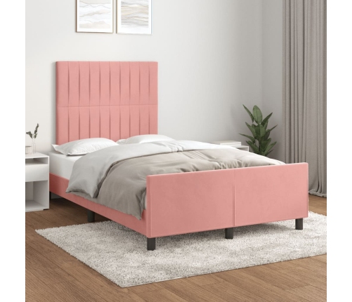 Estructura de cama sin colchón terciopelo rosa 120x200 cm