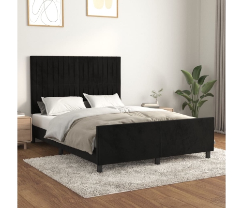 Estructura de cama sin colchón terciopelo negro 140x190 cm