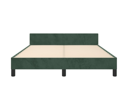 Estructura cama sin colchón terciopelo verde oscuro 140x190 cm