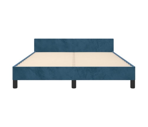 Estructura cama con cabecero terciopelo azul oscuro 140x190 cm