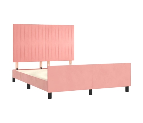 Estructura de cama sin colchón terciopelo rosa 140x190 cm