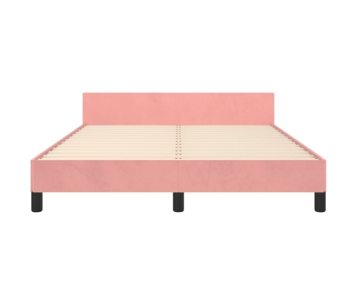 Estructura de cama sin colchón terciopelo rosa 140x190 cm