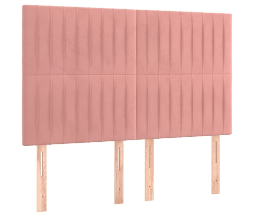 Estructura de cama sin colchón terciopelo rosa 140x190 cm