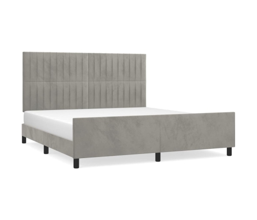 vidaXL Estructura de cama con cabecero terciopelo gris claro 160x200cm