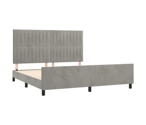 vidaXL Estructura de cama con cabecero terciopelo gris claro 160x200cm