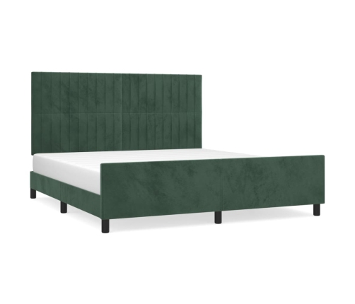 Estructura cama sin colchón terciopelo verde oscuro 160x200 cm