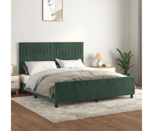 Estructura cama sin colchón terciopelo verde oscuro 160x200 cm