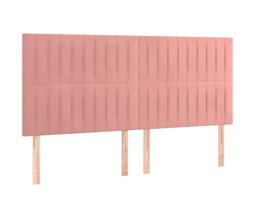 Estructura de cama sin colchón terciopelo rosa 160x200 cm