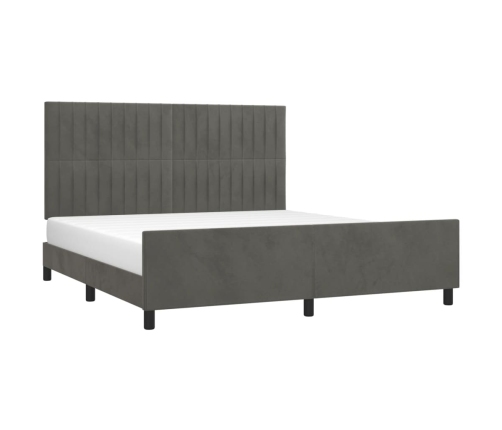 Estructura cama con cabecero terciopelo gris oscuro 180x200 cm