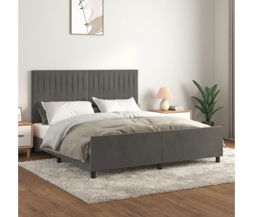 Estructura cama con cabecero terciopelo gris oscuro 180x200 cm