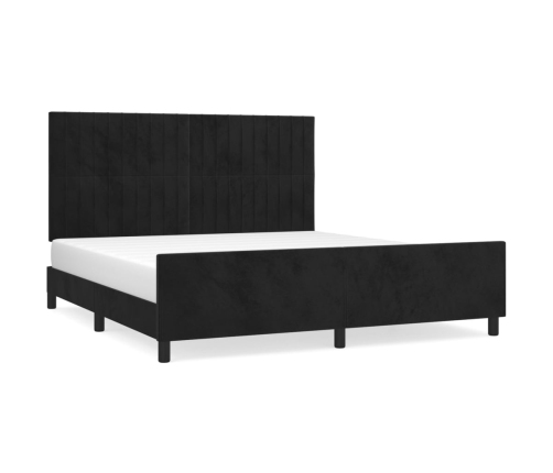 Estructura de cama con cabecero de terciopelo negro 180x200 cm