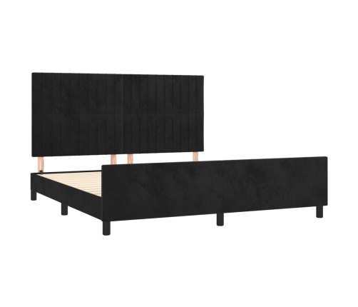 Estructura de cama con cabecero de terciopelo negro 180x200 cm