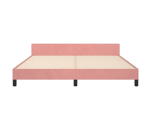 Estructura de cama con cabecero de terciopelo rosa 180x200 cm