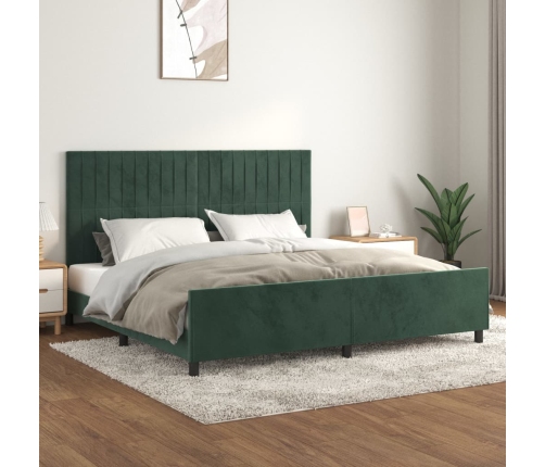 Estructura cama sin colchón terciopelo verde oscuro 200x200 cm