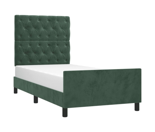 Estructura cama con cabecero terciopelo verde oscuro 80x200 cm