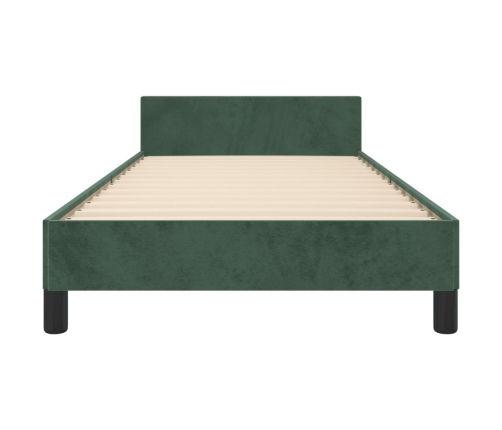 Estructura cama con cabecero terciopelo verde oscuro 80x200 cm