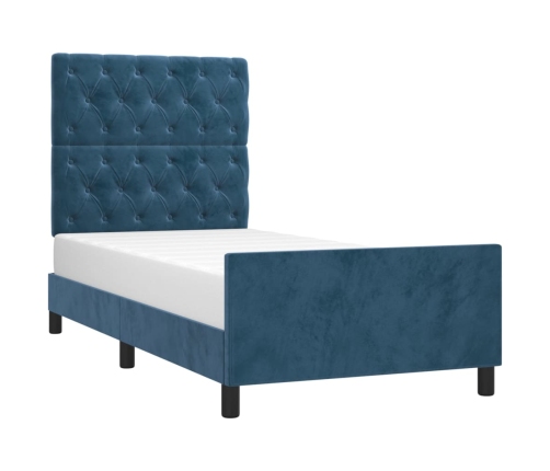 Estructura de cama sin colchón terciopelo azul oscuro 80x200 cm
