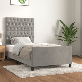 Estructura de cama sin colchón terciopelo gris claro 100x200 cm