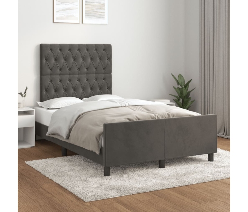 Estructura de cama sin colchón terciopelo gris oscuro 120x200cm