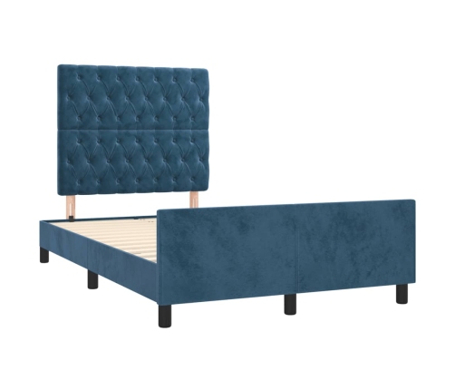 Estructura de cama sin colchón terciopelo azul oscuro 120x200cm