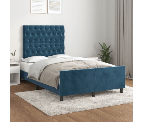 Estructura de cama sin colchón terciopelo azul oscuro 120x200cm