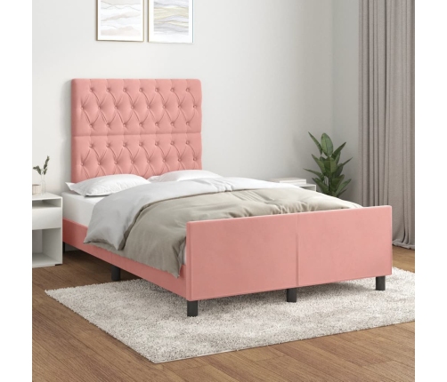 Estructura de cama sin colchón terciopelo rosa 120x200 cm