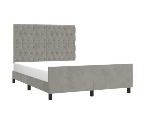 Estructura de cama sin colchón terciopelo gris claro 140x190 cm