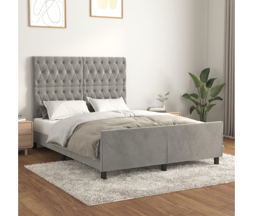Estructura de cama sin colchón terciopelo gris claro 140x190 cm