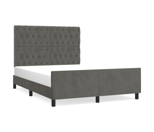 Estructura de cama sin colchón terciopelo gris oscuro 140x190cm