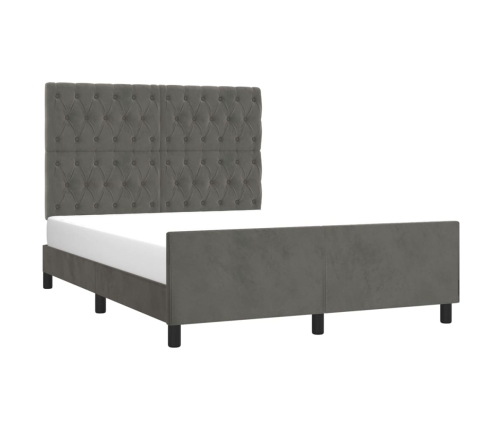 Estructura de cama sin colchón terciopelo gris oscuro 140x190cm