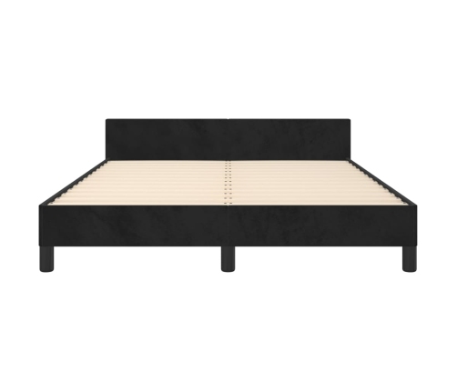 Estructura de cama sin colchón terciopelo negro 140x190 cm