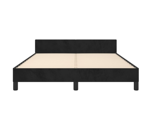 vidaXL Estructura de cama con cabecero de terciopelo negro 140x200 cm