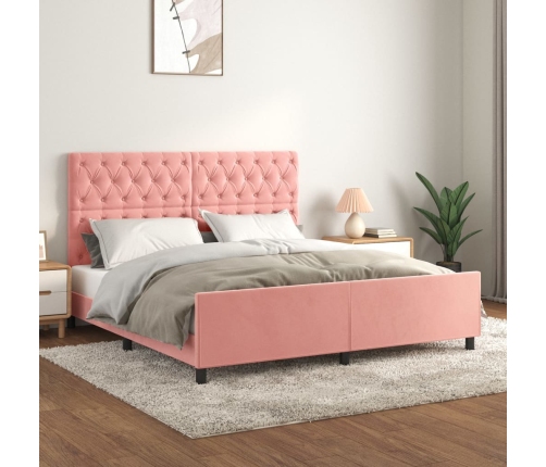 Estructura de cama sin colchón terciopelo rosa 160x200 cm