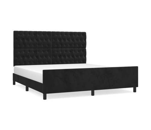 vidaXL Estructura de cama con cabecero de terciopelo negro 180x200 cm