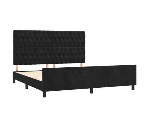 vidaXL Estructura de cama con cabecero de terciopelo negro 180x200 cm