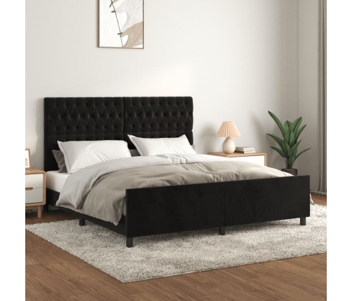 vidaXL Estructura de cama con cabecero de terciopelo negro 180x200 cm