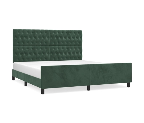 Estructura cama con cabecero terciopelo verde oscuro 180x200 cm