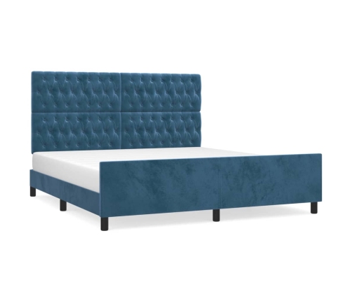 Estructura cama con cabecero terciopelo azul oscuro 180x200 cm