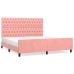 Estructura de cama con cabecero de terciopelo rosa 180x200 cm