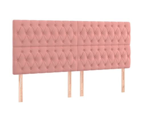 Estructura de cama con cabecero de terciopelo rosa 180x200 cm