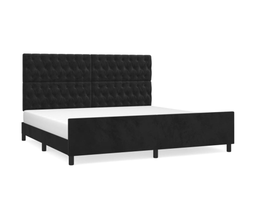 vidaXL Estructura de cama con cabecero de terciopelo negro 200x200 cm