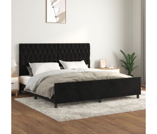 vidaXL Estructura de cama con cabecero de terciopelo negro 200x200 cm