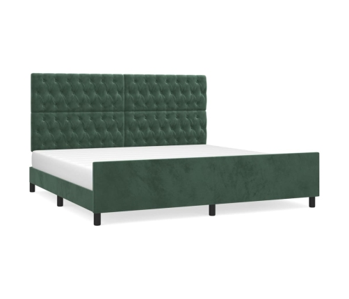 vidaXL Estructura cama con cabecero terciopelo verde oscuro 200x200 cm