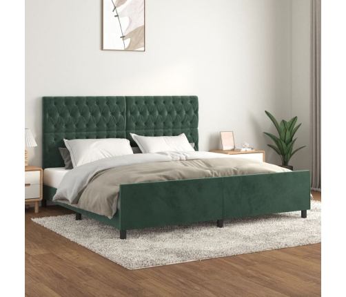 vidaXL Estructura cama con cabecero terciopelo verde oscuro 200x200 cm