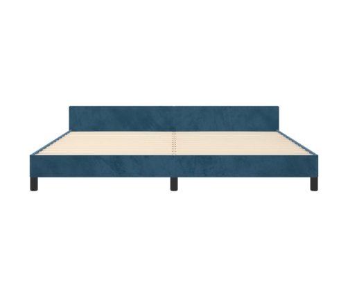 Estructura cama sin colchón terciopelo azul oscuro 200x200 cm