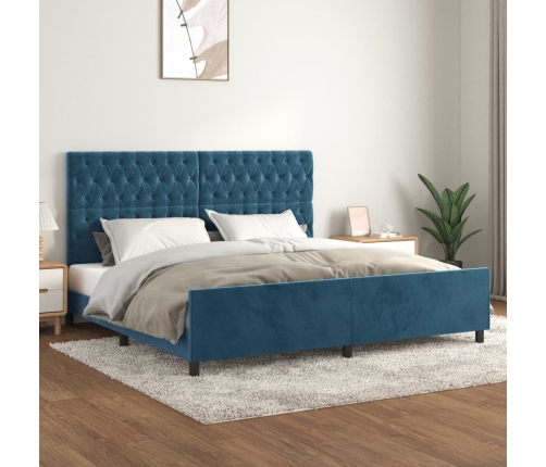 Estructura cama sin colchón terciopelo azul oscuro 200x200 cm