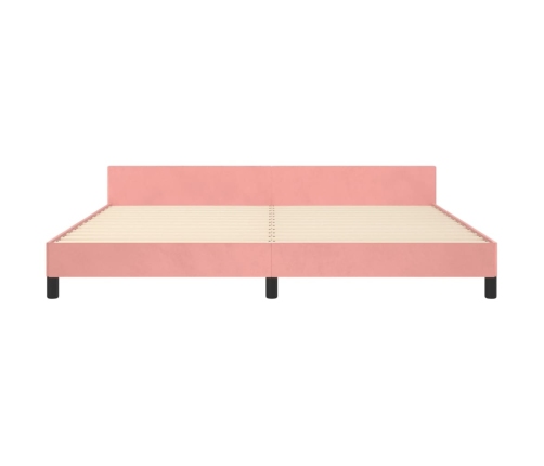 Estructura cama sin colchón terciopelo rosa 200x200 cm