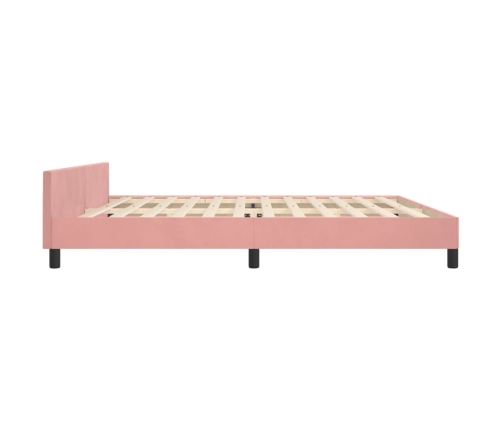 Estructura cama sin colchón terciopelo rosa 200x200 cm