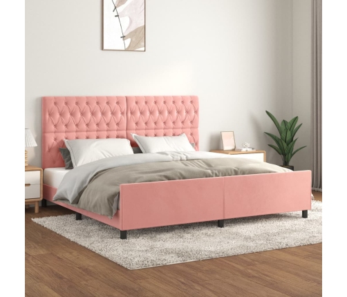 vidaXL Estructura de cama con cabecero de terciopelo rosa 200x200 cm