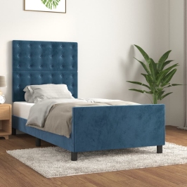 Estructura de cama sin colchón terciopelo azul oscuro 80x200 cm